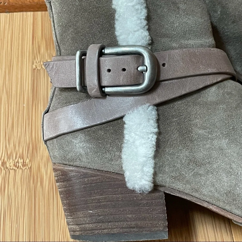 Belle by Sigerson Morrison Laica Gray Suede  Faux Fur Lined Booties size 7.5B - Picture 5 of 16